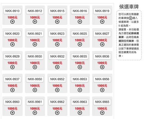 車牌選號價格|選號及轉帳